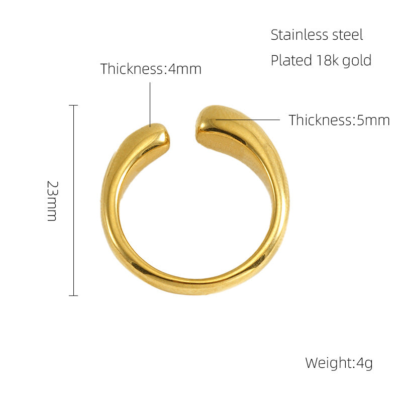 IG Style Geometric 18K Gold Plated Stainless Steel Asymmetric Ring