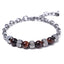 Geometric Alloy Men's Bracelet with Black Magnet & Tiger's Eye Beads