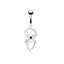 Heart Shape Flower & Butterfly Belly Ring - Stainless Steel with Rhinestones