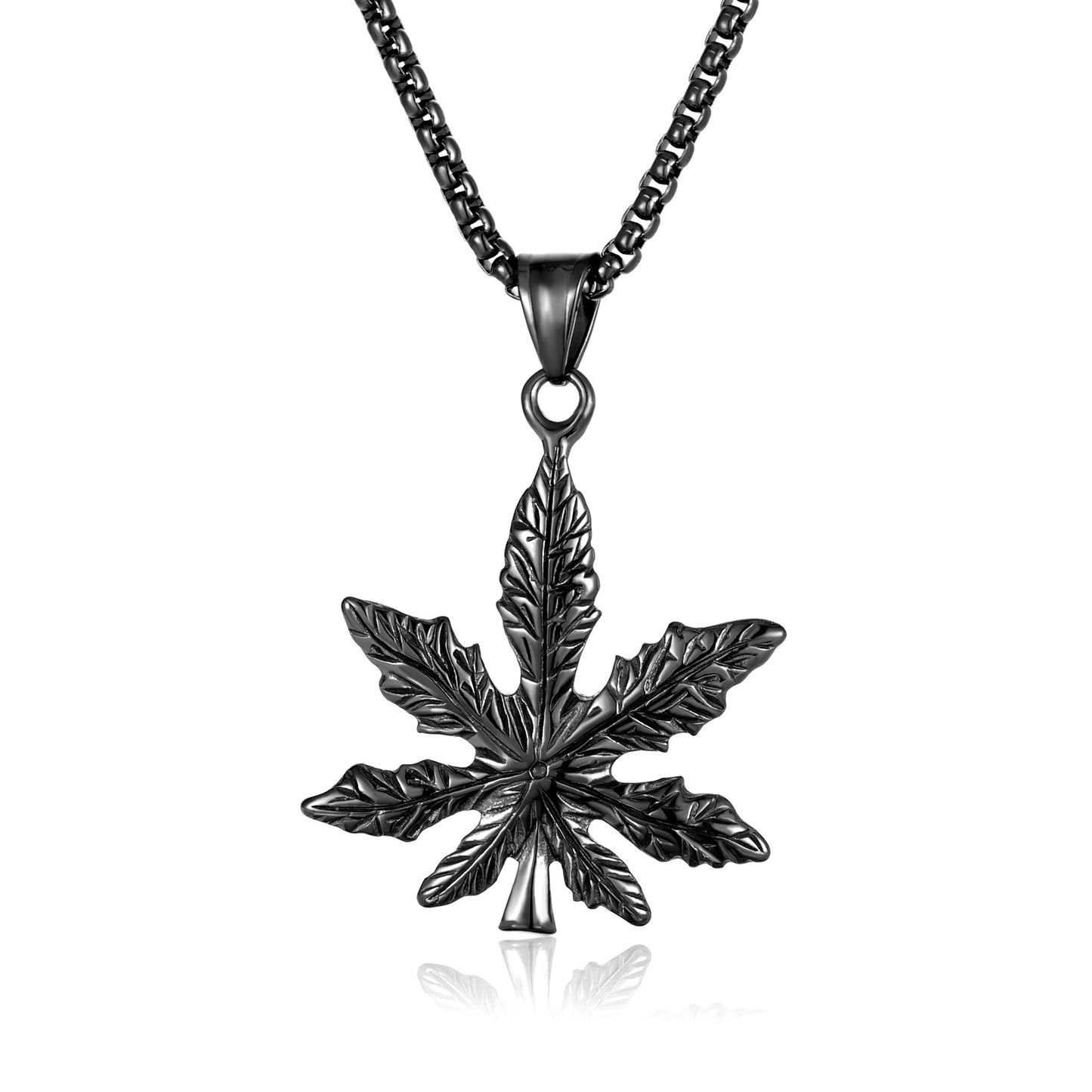 Retro Punk Leaves 304 Stainless Steel Men's Pendant Necklace