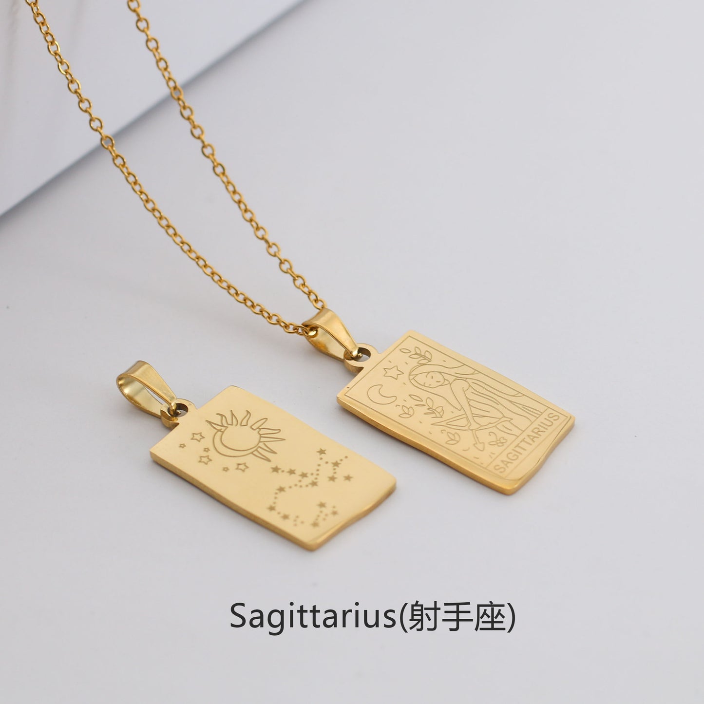 Fashion Zodiac Titanium Steel Pendant Necklace