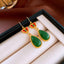 Elegant Leaf Fan-Shaped Copper Drop Earrings