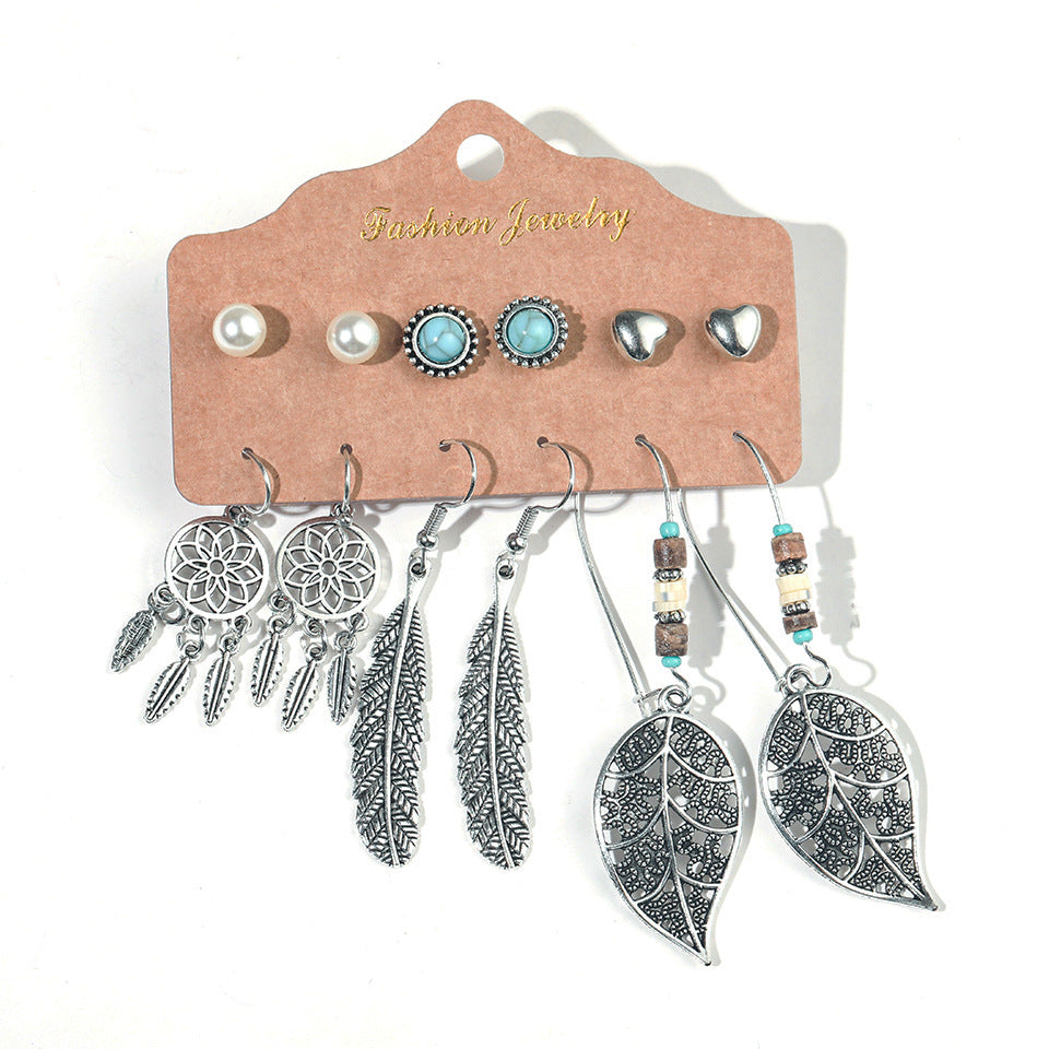 Wholesale Bohemian Hollow Tassel 6-piece Earring Set