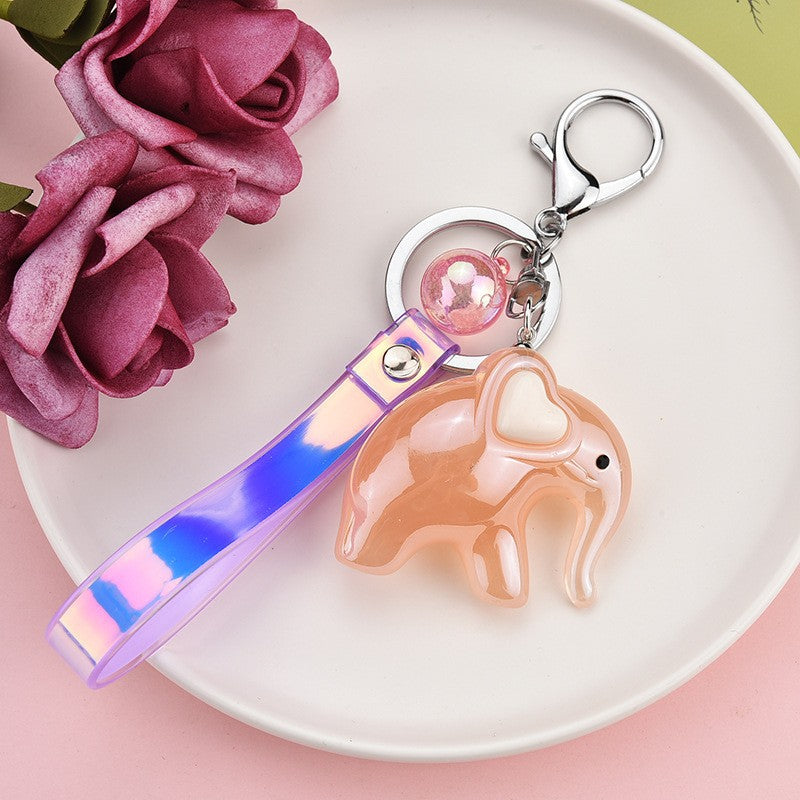 Acrylic Cartoon Elephant Keychain Pendant for Women's Bag