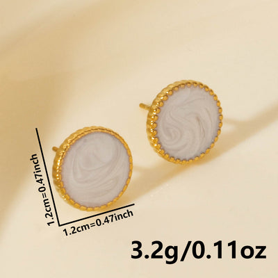 Elegant Geometric 18k Gold Plated Stainless Steel Round Earrings