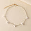 Simple Geometric Beaded Pearl Daisy Choker Necklace for Women