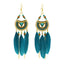 Ethnic Triangle Feather Tassel Earrings for Women - Bohemian Style Long Dangle Jewelry