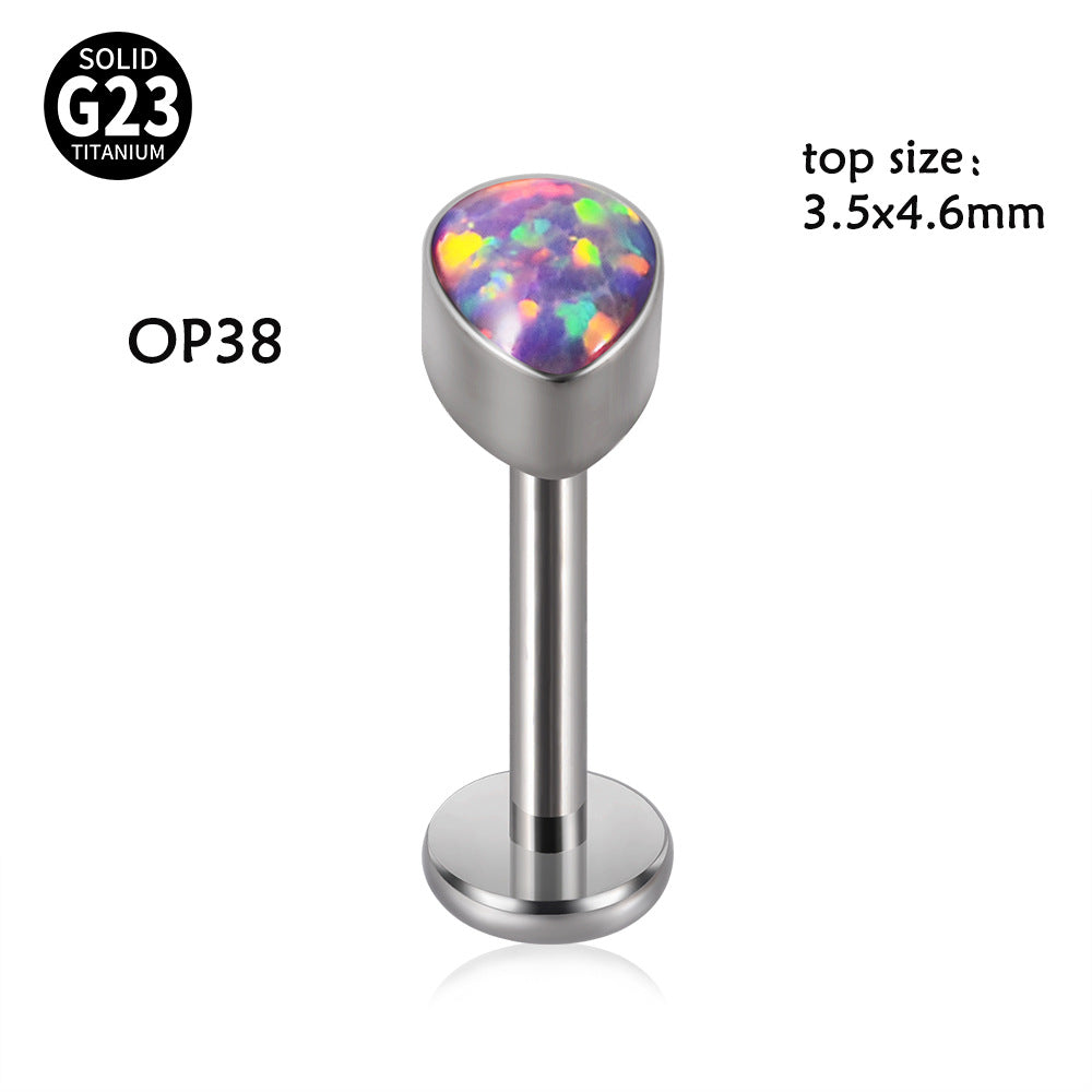 G23 Titanium Opal Resin Water Drop Ear Cartilage & Lip Ring Studs