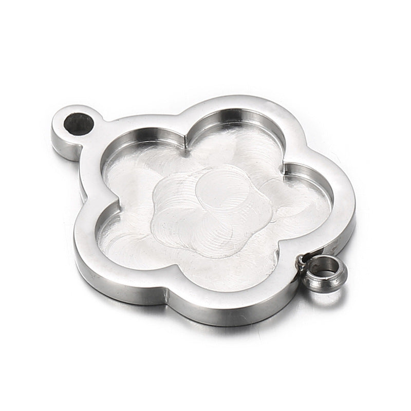 Stainless Steel Flower Pendant with Gemstone Plate Holder - Fashionable and Simple Jewelry Accessories