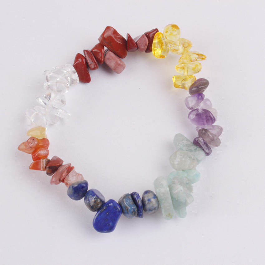 Fashion Irregular Natural Stone Beaded Bracelet with Colorful Crystal Chips