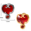 Heart Shape Stainless Steel Rhinestone Stud Earrings with Chain