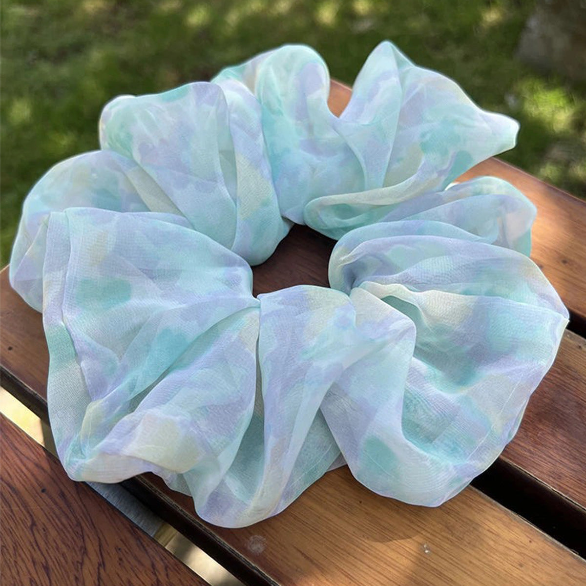 Floral Gauze & Tie-Dye Mesh Hair Scrunchie Set