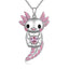 Cute Pink Axolotl Heart Pendant Necklace - Alloy Animal Jewelry Design