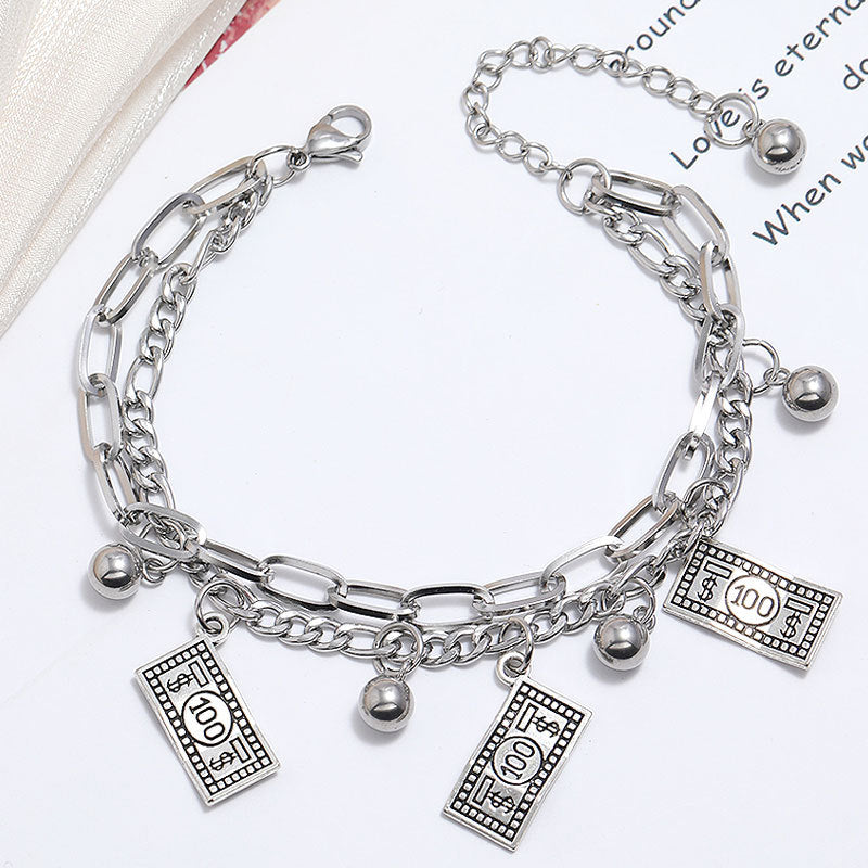 Korean Butterfly Heart Multi-layer Stainless Steel Bracelet