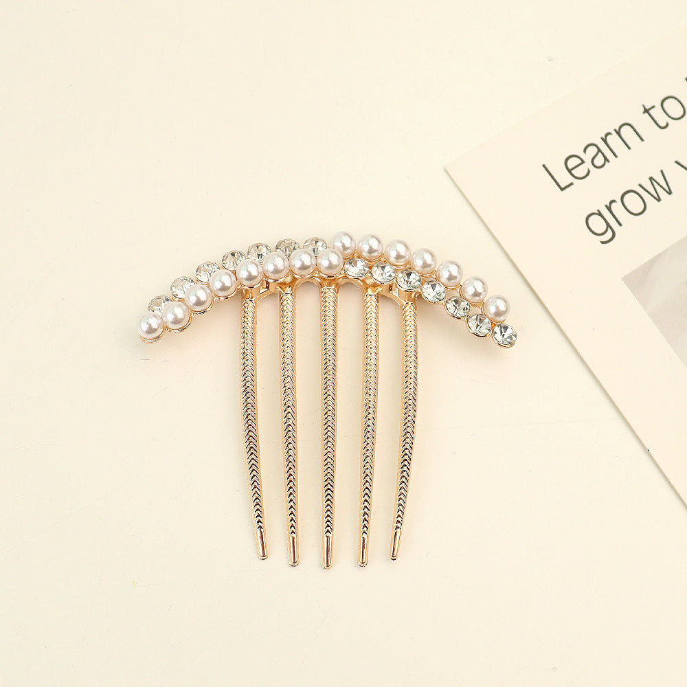 Women's Shiny Butterfly Rhinestone Pearl Hair Insert Comb