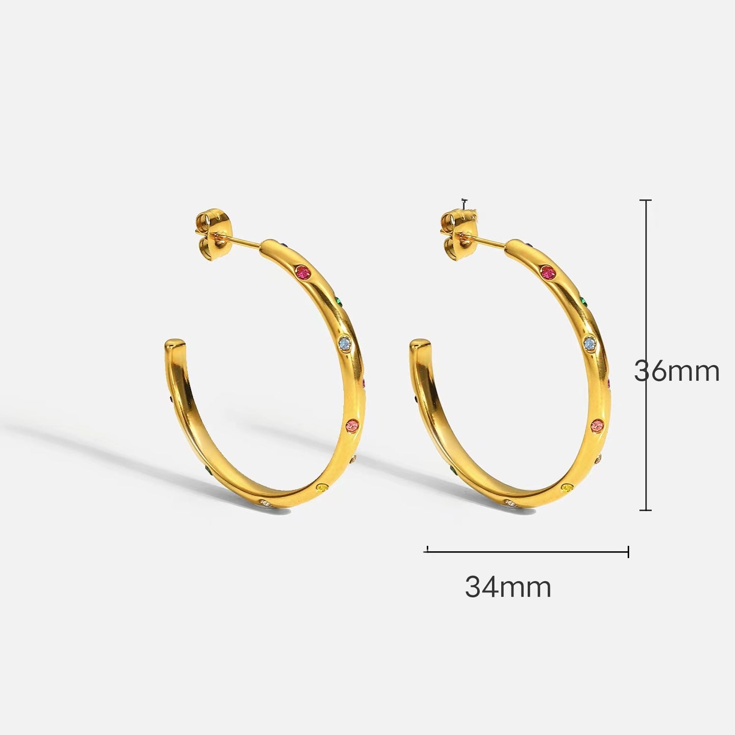 Fashion Geometric Plating 304 Stainless Steel Zircon 18K Gold Plated Earrings