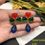 Elegant Vintage Shamrock Water Droplet Alloy Drop Earrings with Colorful Glass Accents