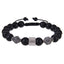 Geometric Alloy Tiger Eye & Obsidian Men's Bracelet with Black Magnet Braided Stainless Steel 10mm Faceted Stone