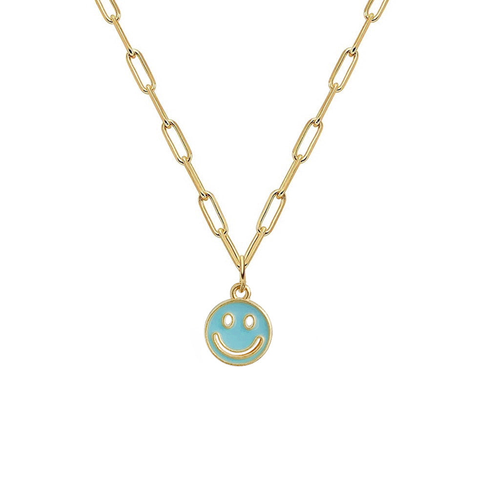 New Dripping Smiley Face Pendent Alloy Necklace