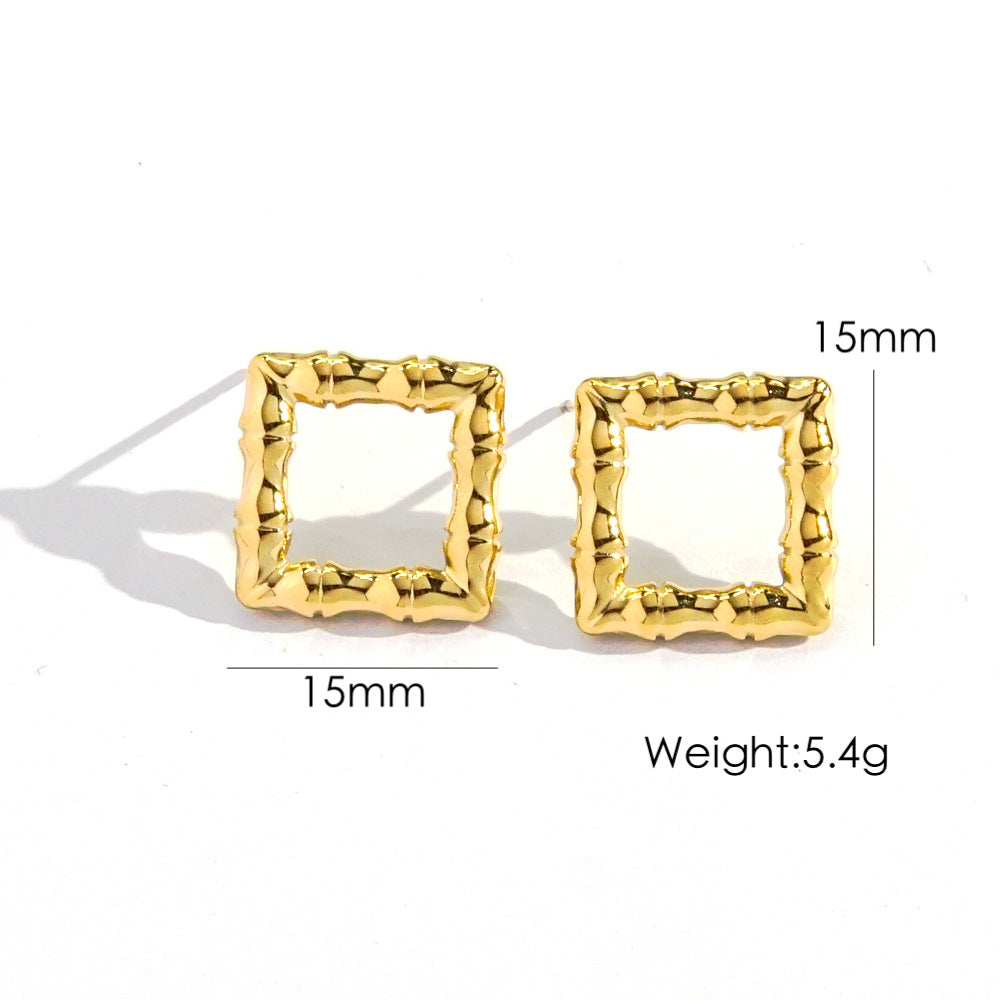 1 Pair Y2K Geometric 14K Gold Plated Stainless Steel Ear Studs