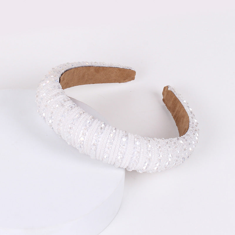 Baroque Rhinestone Pearl Crystal Beaded Wide Headband Hair Accessory