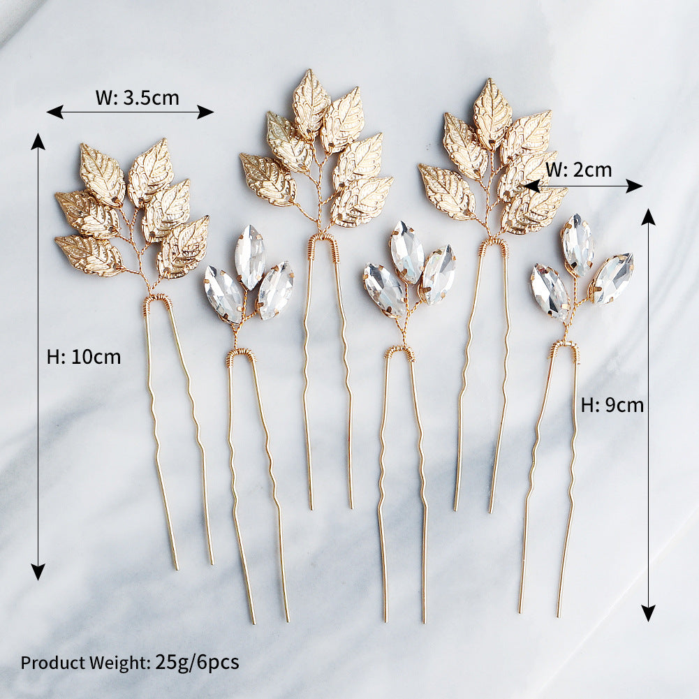 Women's Vintage Floral Alloy Zircon Hair Comb with Crystal Pearl Leaf Design