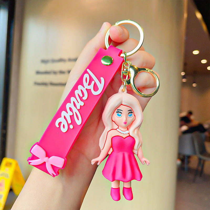 Cartoon Barbie Doll Pendant Keychain for Women