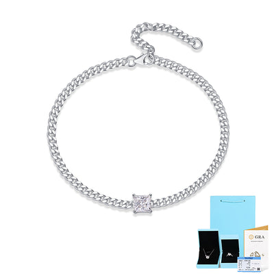 Sterling Silver Moissanite Couple Bracelets with Platinum Plating