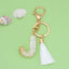 Fashion Letter Tassel Alloy Epoxy Crystal Keychain Pendant