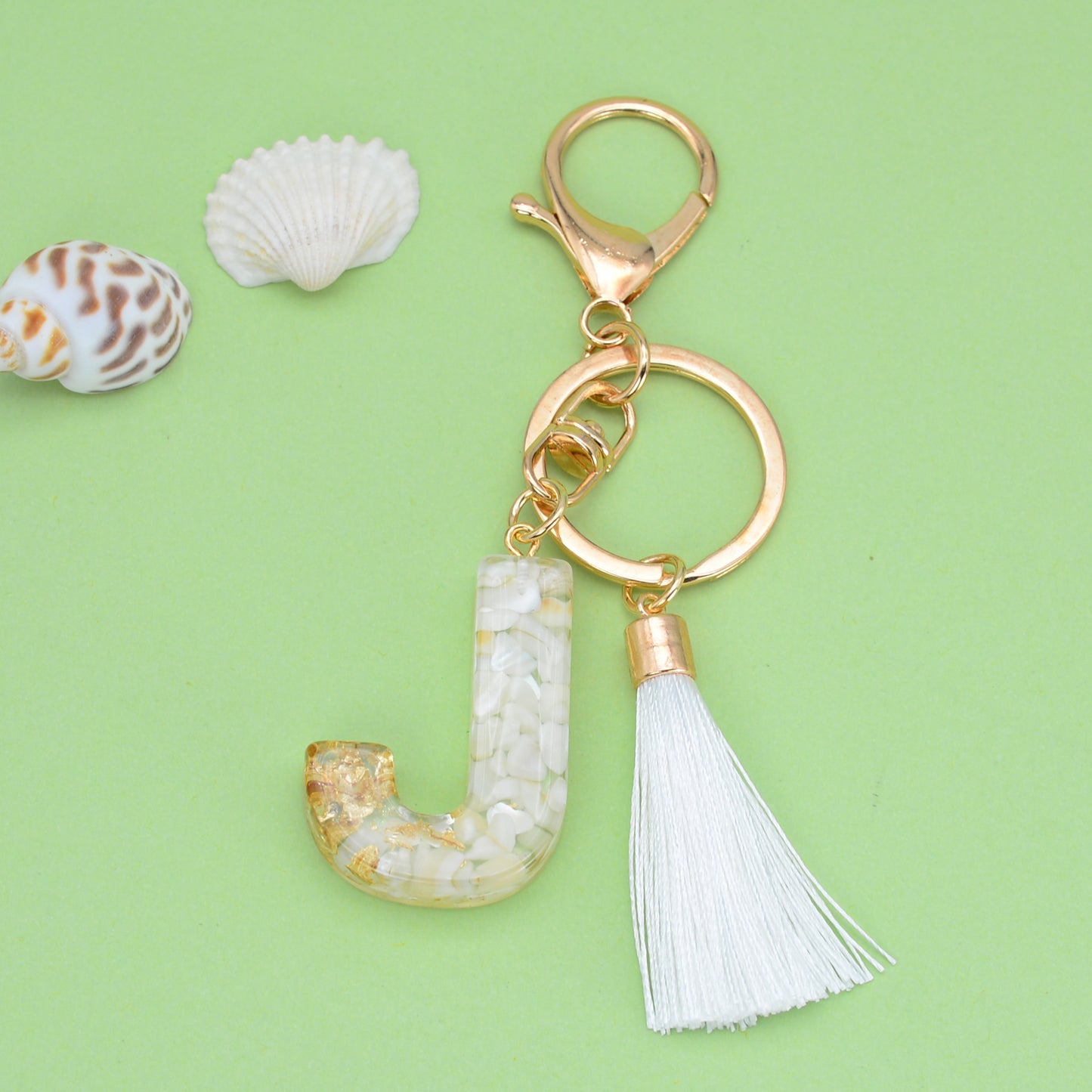 Fashion Letter Tassel Alloy Epoxy Crystal Keychain Pendant