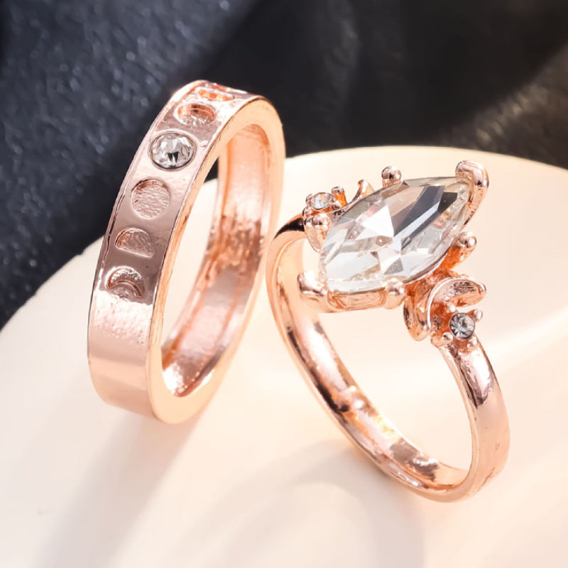 Fashion Star and Moon Zircon Inlay Women's Ring Set