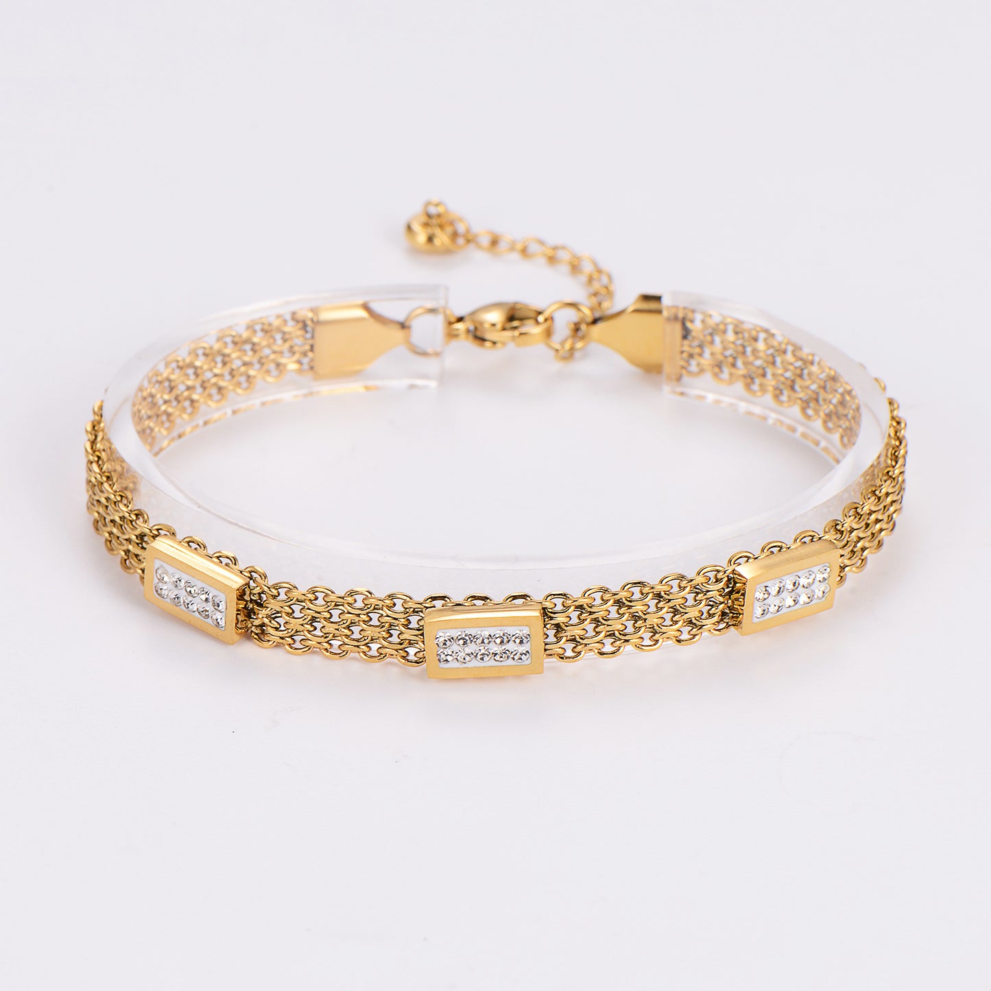 18K Gold & Rose Gold Plated Stainless Steel Zircon Bracelets - Korean Fashion Jewelry