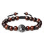 Retro Geometric Tiger Eye & Black Matte Stone Men's Bracelet with Lion Head and Micro Pave Zircon