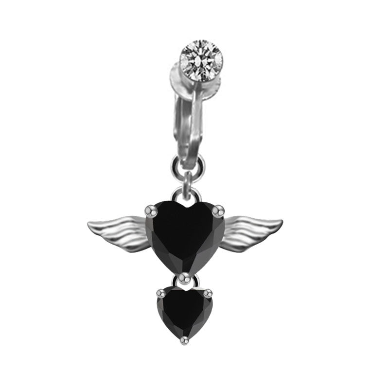 Modern Heart Shape Stainless Steel Gemstone Belly Ring and Ear Cuff