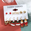 New Christmas Snowman Cane Earrings Set Cartoon Dripping Elk Wreath Earrings