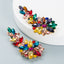 Fashion Rhinestone Geometric Flower Statement Earrings