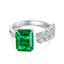 Retro Square Sterling Silver Emerald Gemstone Adjustable Ring