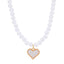 Heart Shape Pearl Enamel Pendant Necklace - Minimalist Design Choker