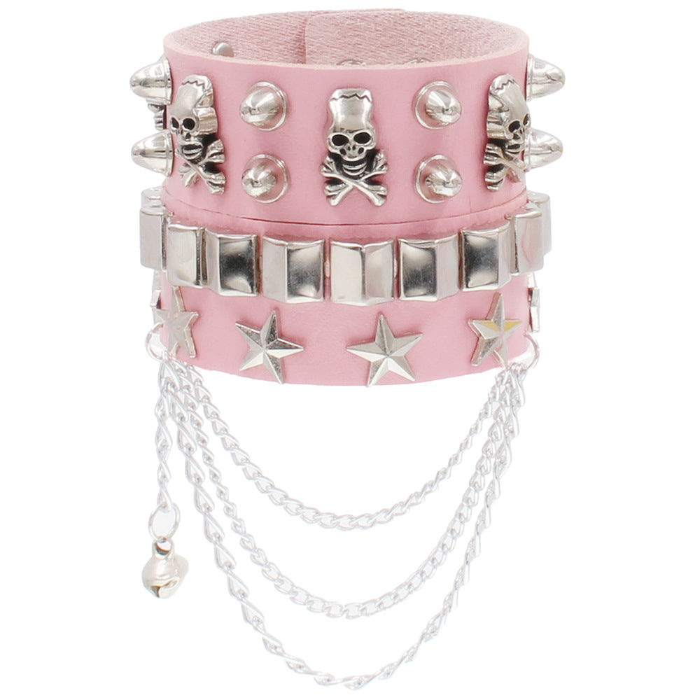 Punk Skull Multi-Layer Leather Rivet Bracelet