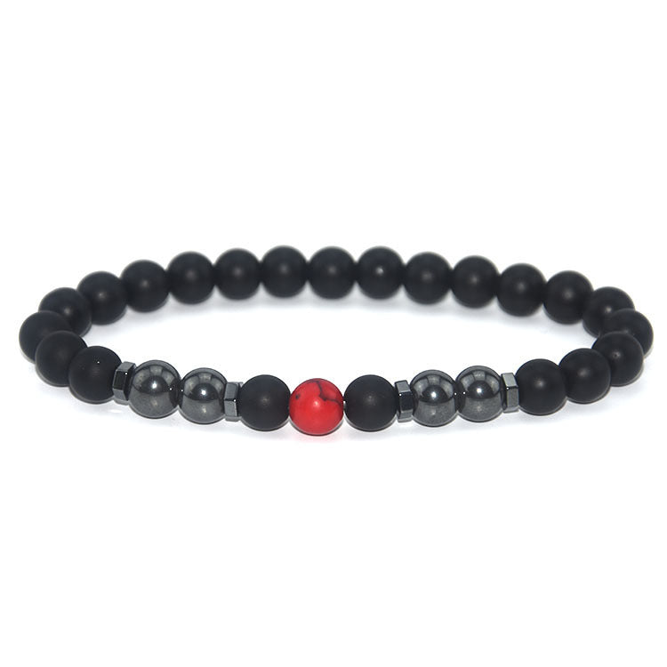 Retro Matte Black Magnetic Stone Beaded Anklet