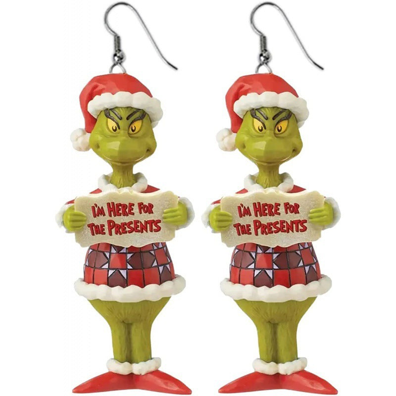 Cartoon Character Grinch Christmas Acrylic Drop Earrings