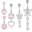 Heart & Butterfly Belly Rings Set - 316 Stainless Steel with Inlay Zircon