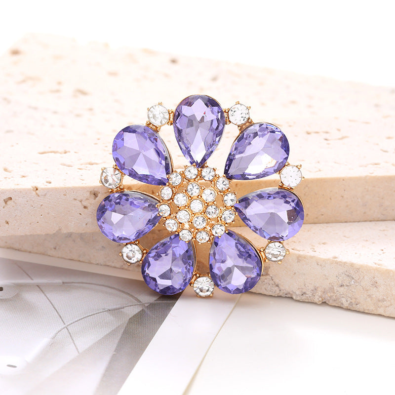 4cm Zinc Alloy Gemstone Crystal Flower DIY Ornament Beads Accessories