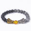 Classic Round Natural Stone Beaded Bracelet with Dragon Head and Matte Tiger Eye Beads