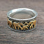 Retro Elephant Couple Ring 925 Two-tone Gold-plated Alloy