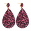 1 Pair Retro Glitter PU Leather Water Droplet Earrings