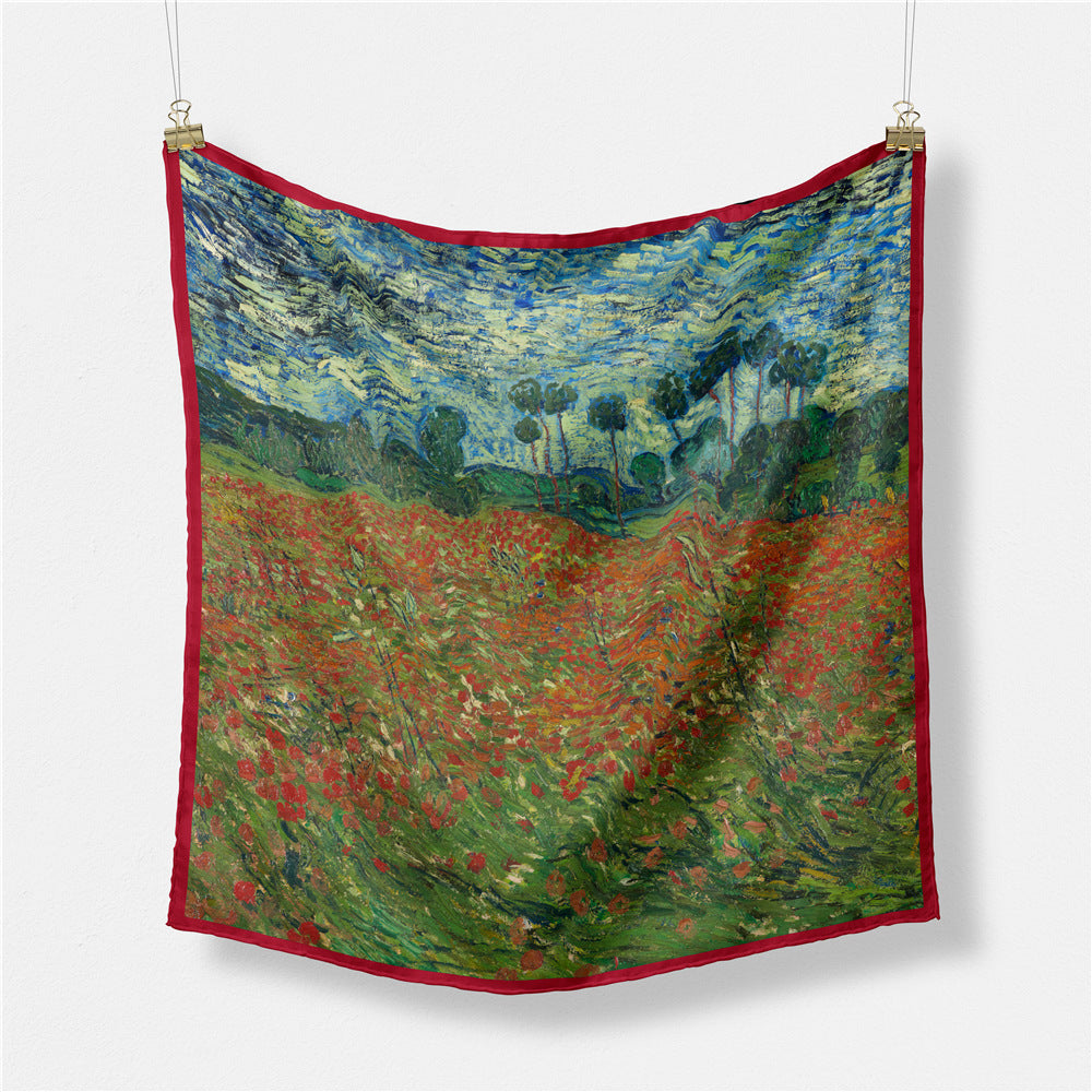 Van Gogh Sunflower Twill Silk Square Scarf