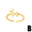 Simple Style Multi-Layer Nail and Dog Design Gold Plated Zircon Open Ring