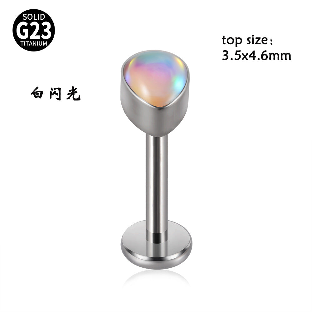 G23 Titanium Opal Resin Water Drop Ear Cartilage & Lip Ring Studs