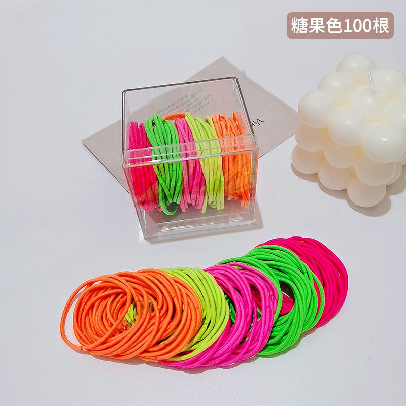 Women's Solid Color Nylon Hair Ties - Box of 50 Durable Elastic Hair Bands